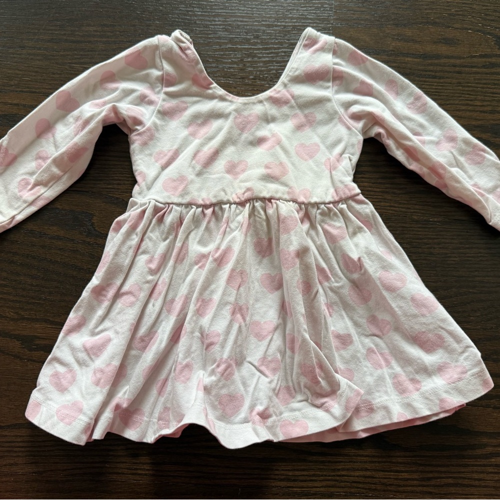 Monica and Andy Heart Dress Pink White 12-18 months Girls